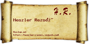 Heszler Rezső névjegykártya